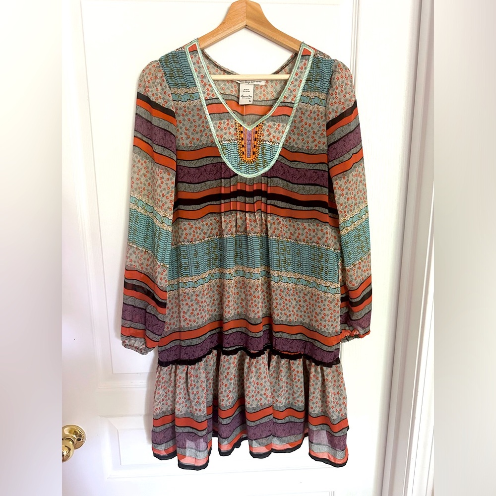 American Rag Bohemian Dress- Size Small- Color “Lagoon Combo”